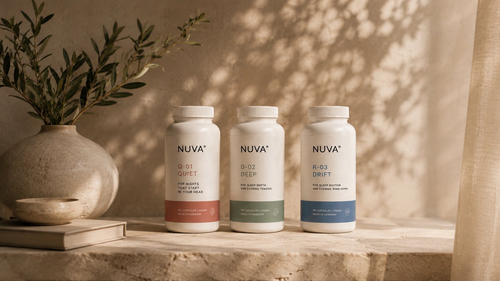 NUVA° System — Q-01 Quiet, D-02 Deep, R-03 Drift